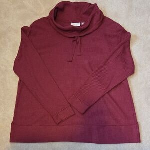 Belle by Kim Gravel Women's Cowl Neck Sweatshirt in Deep Burgundy